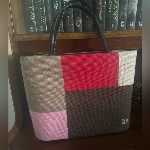 Vintage Kate Spade ♠️ Wool Tote Red, Pink, Brown, Tan, Cream - Picture 1 of 7